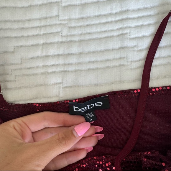 Bebe Red Sequin Disco Dot Maxi Dress - Picture 10 of 12